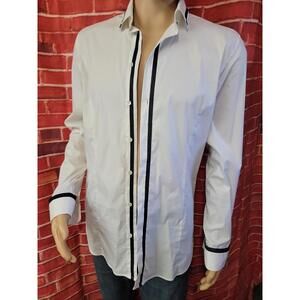 Patrizia Pepe White Cotton Blend Men's Long Sleeve Shirt Size 50 #W